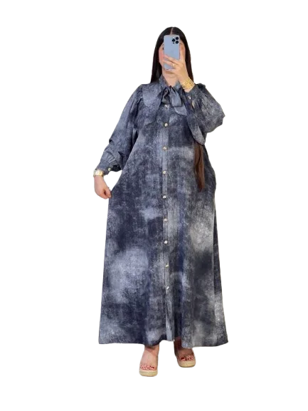 Robe Longue en Jean Effet Délavé