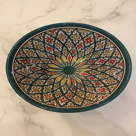 Green Moroccan ceramic salad bowl