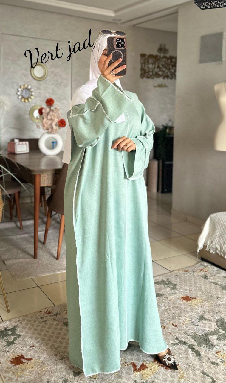 Abaya le lin avec un challe gratuit