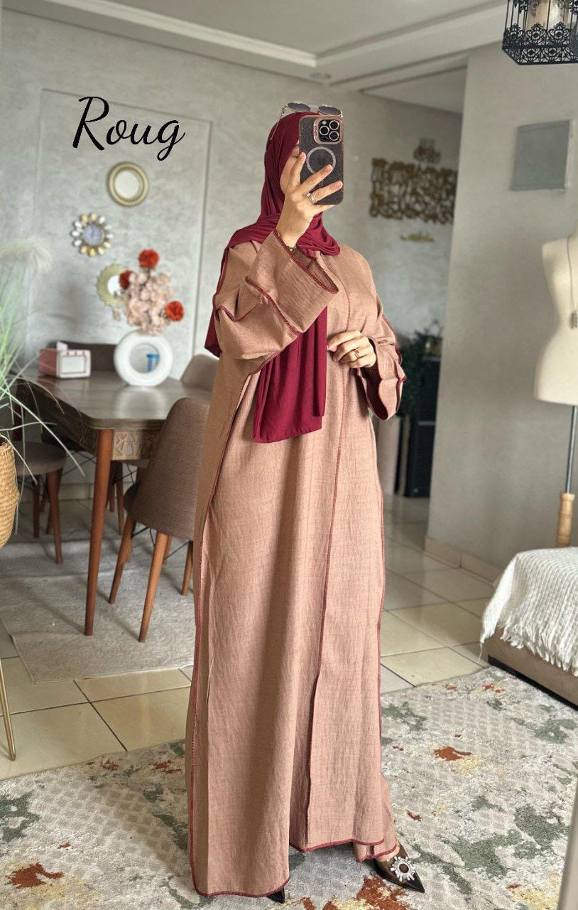 Abaya le lin avec un challe gratuit