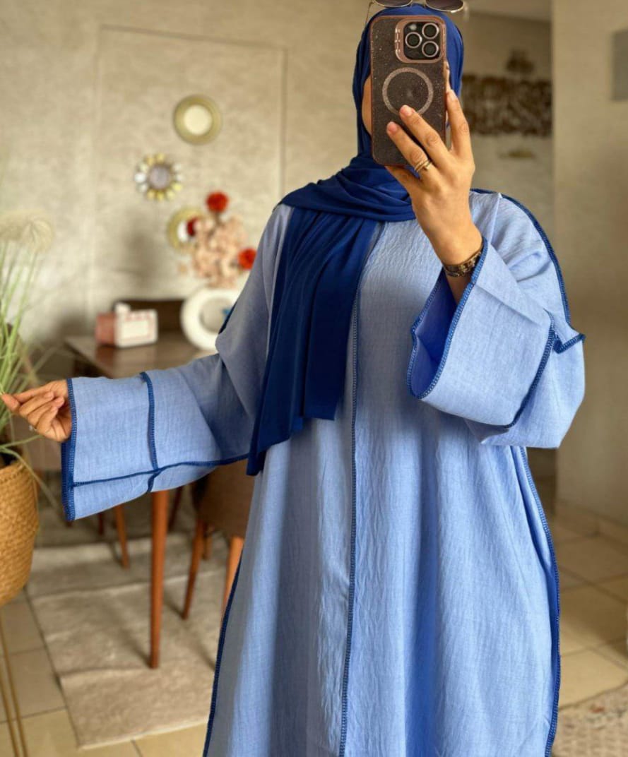 Abaya le lin avec un challe gratuit
