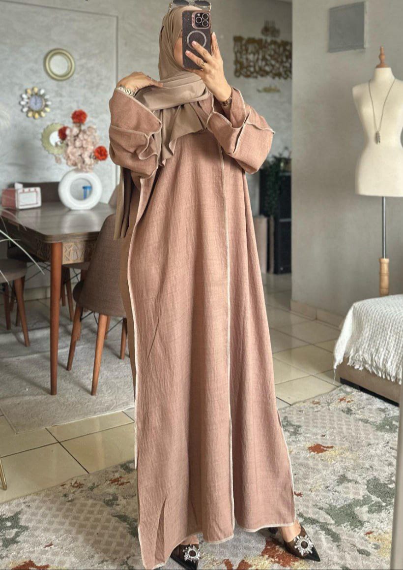 Abaya le lin avec un challe gratuit