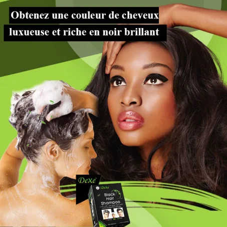 Shampoing Colorant Noir, Seulement 5 minutes de blanc deviennent des cheveux noirs