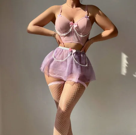 Ensemble de lingerie sexy en maille de style princesse