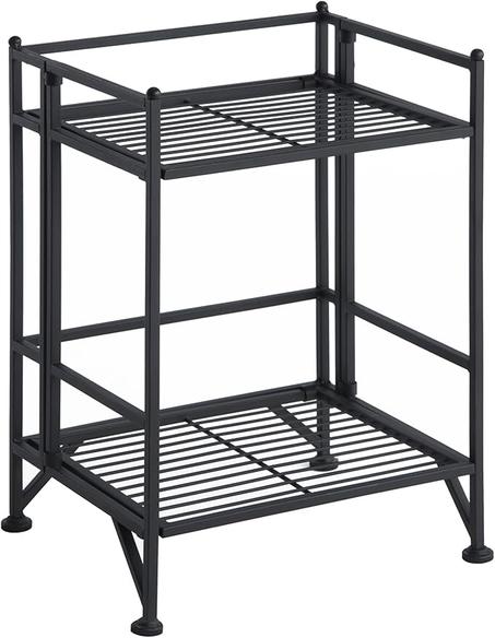 Convenience Concepts Designs2Go - Estante para almacenamiento extra de 2 pisos, metal, plegable, Metal, Negro