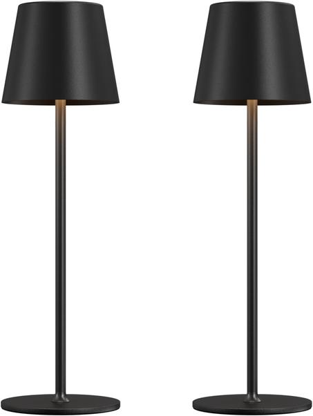 KK - Lámpara de mesa inalámbrica recargable, color negro, paquete de 2 unidades, 5000 mAh, funciona con pilas, para mostrador, 3 colores, atenuación continua, impermeable, lámpara inalámbrica