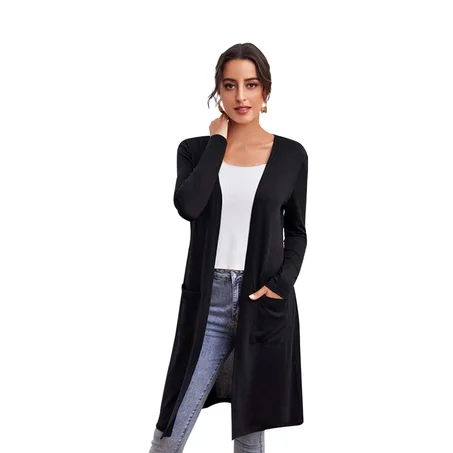 كارديجان بيزك طويل اسود / كحلي / رمادي
