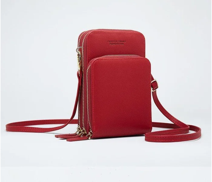 Forever Young 3 Pocket Messenger Bag for Women - Burgundy in UAE