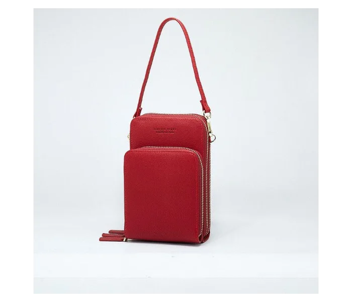 Forever Young 3 Pocket Messenger Bag for Women - Burgundy in UAE