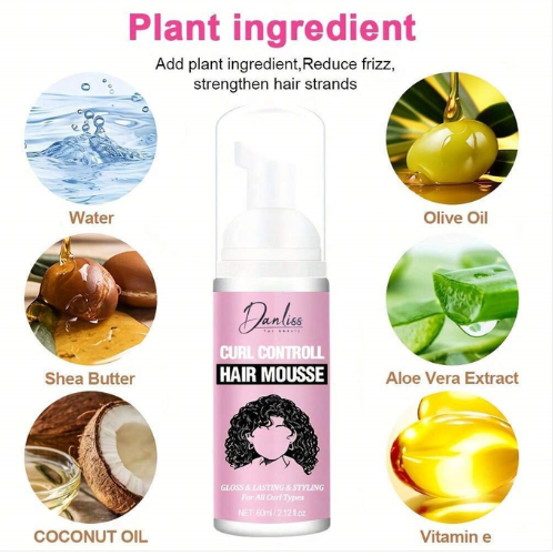 رغوة تجعيد الشعر لتحسين مظهر الشعر المجعد أو المموج