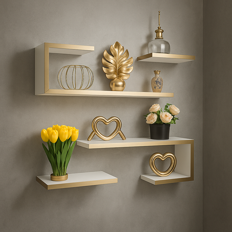 رفوف حائط ذهبية فخمة ✨🏡 للديكور والزهور 🌸