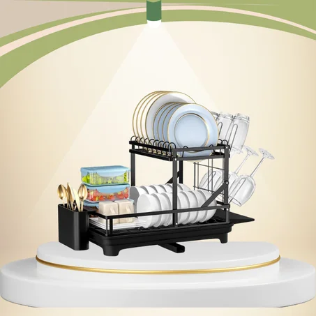 رف تجفيف الأطباق متعدد الوظائف