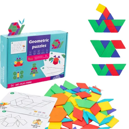 Puzzle Géométrique 3D en Bois