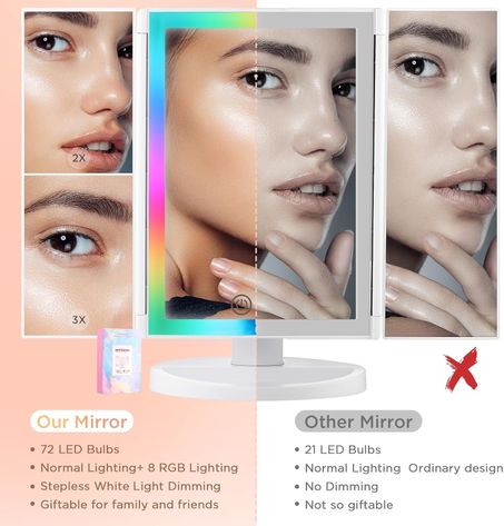 Wireless Foldable Makeup Mirror