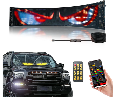 شاشة العرض LED  مخصصة لي زجاج السيارات و قابل لتحكم عن بعد او عبر التطبيق
