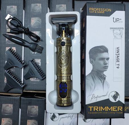 Vintage Tondeuse à Cheveux électrique tondeuse Barbe sans fil professionnelle vintage gold T9