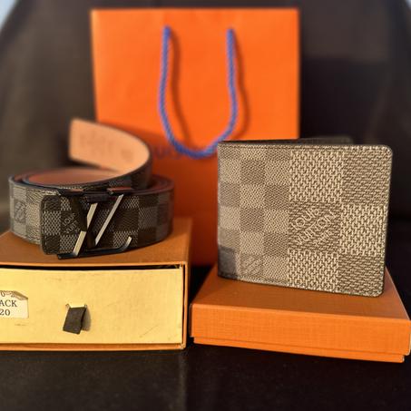 ÉléganceLOUIS VUITTON  Cuir : Ceinture & Portefeuille de Luxe 100% Véritable