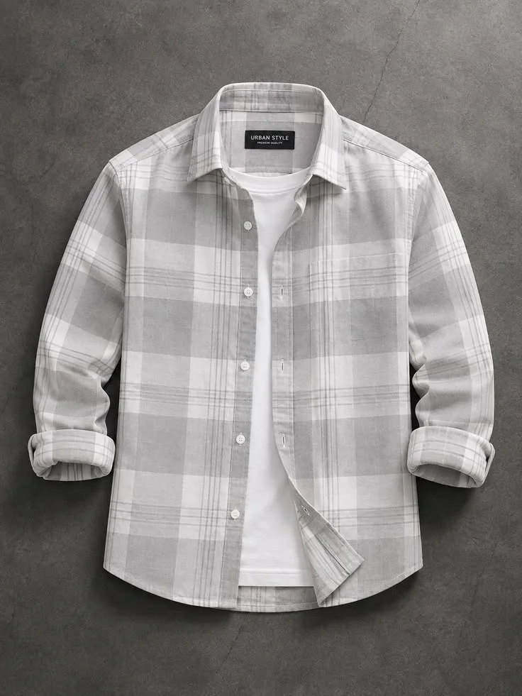 Men's Grey Plaid Shirt Outfit Ideas 2026