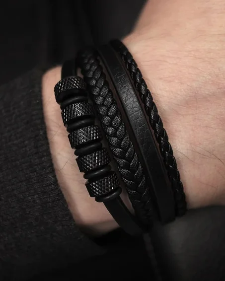Bracelet pour homme Arbre de Vie tissé à la main avec perles