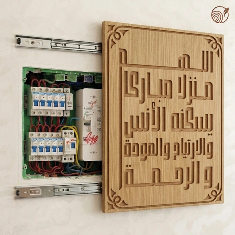 غطاء أنيق لعلبة الكهرباء "اللهم منزلا مباركا..."