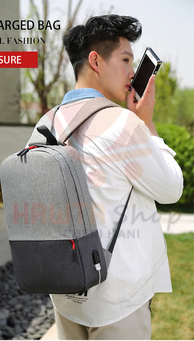 حقيبة ظهر من Kenpité، حقيبة كمبيوتر محمول مع منفذ شحن مدمج