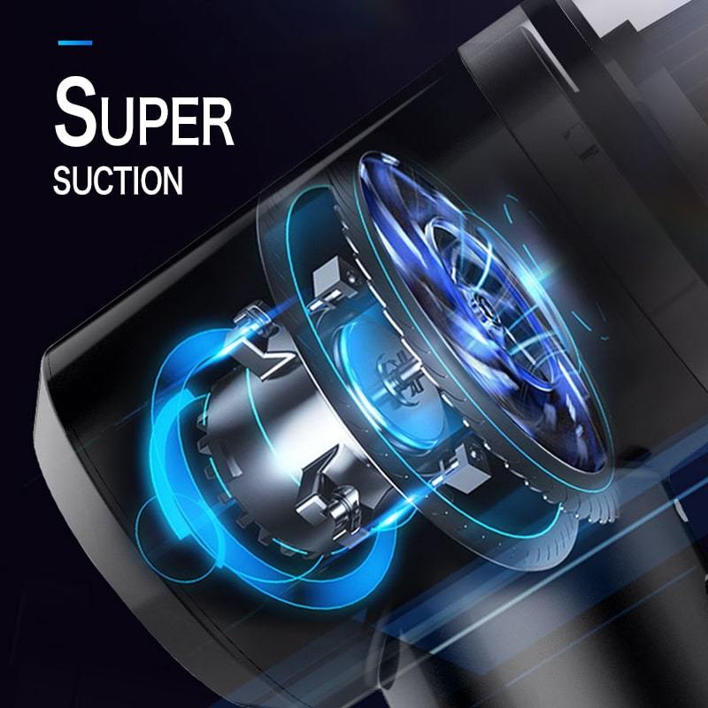 مكنسة كهربائية محمولة متعددة الوظائف لاسلكية قابلة لإعادة الشحن نموذج شفط قوي سريع الشحن للسيارة والمنزل