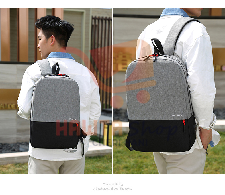 حقيبة ظهر من Kenpité، حقيبة كمبيوتر محمول مع منفذ شحن مدمج