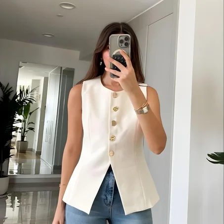 Gilet PROMOD Blanc Élégant