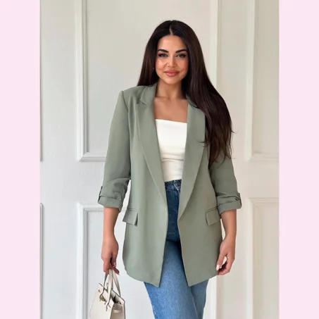 PROMOD Veste à Manches retroussés kaki