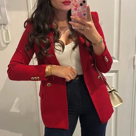 Zara Blazer Rouge Double Boutonnage