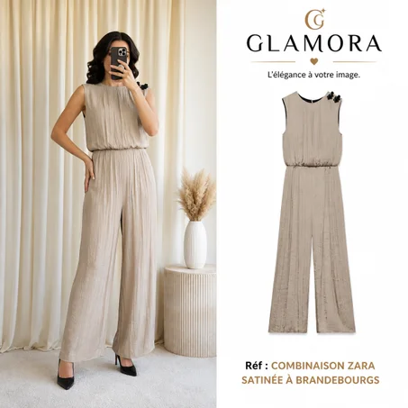 Combinaison Zara satinée à brandebourgs