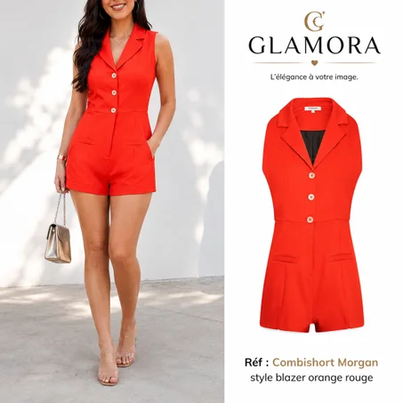 Combishort Morgan orange rouge