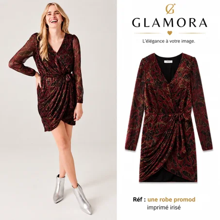 Robe Promod irisée bordeaux