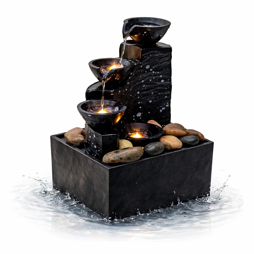 نافورة شلال ديكورية بإضاءة – تعمل بالبطاريات والكهرباء