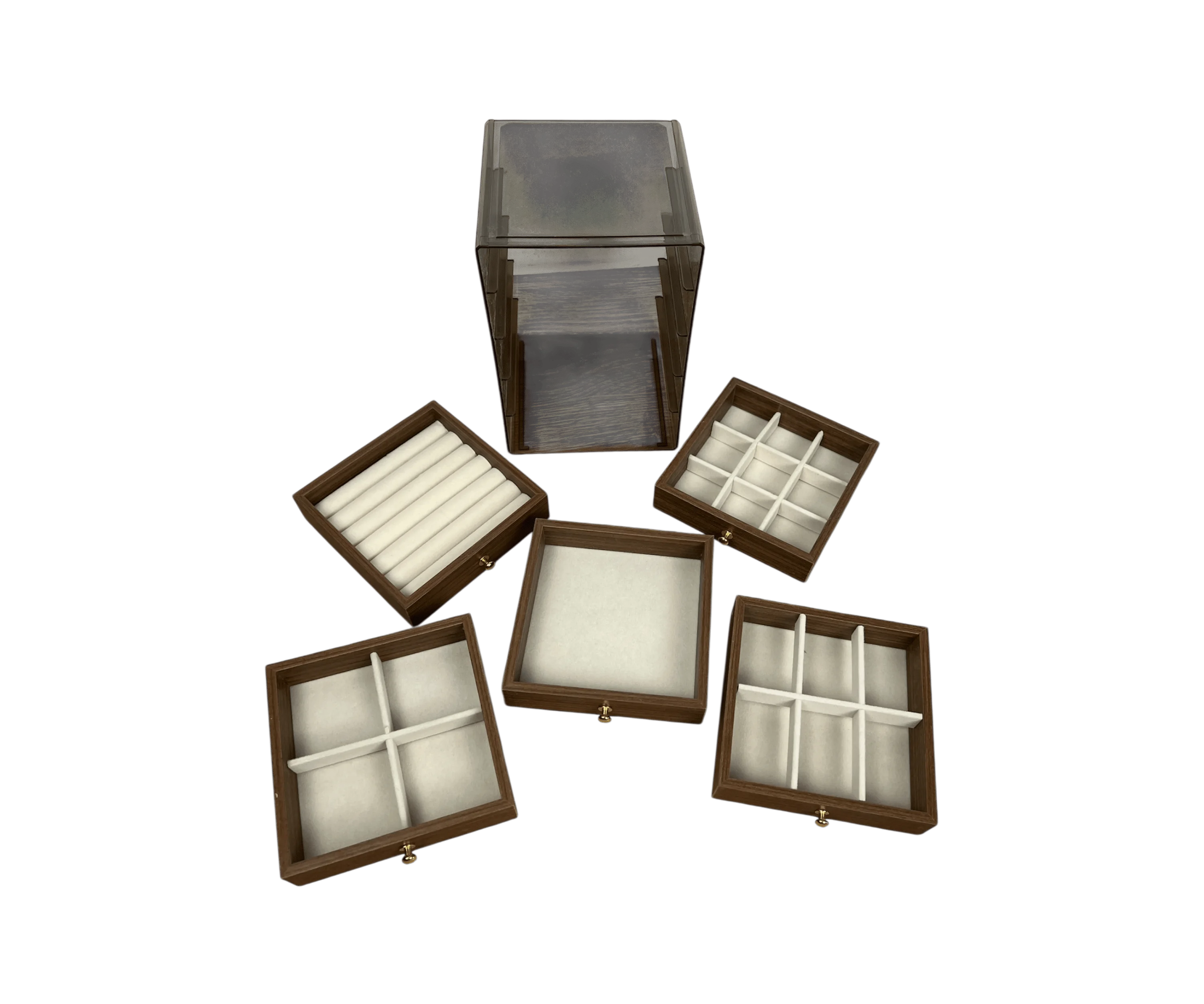 منظم مجوهرات خشبي فاخر بخمسة أدراج