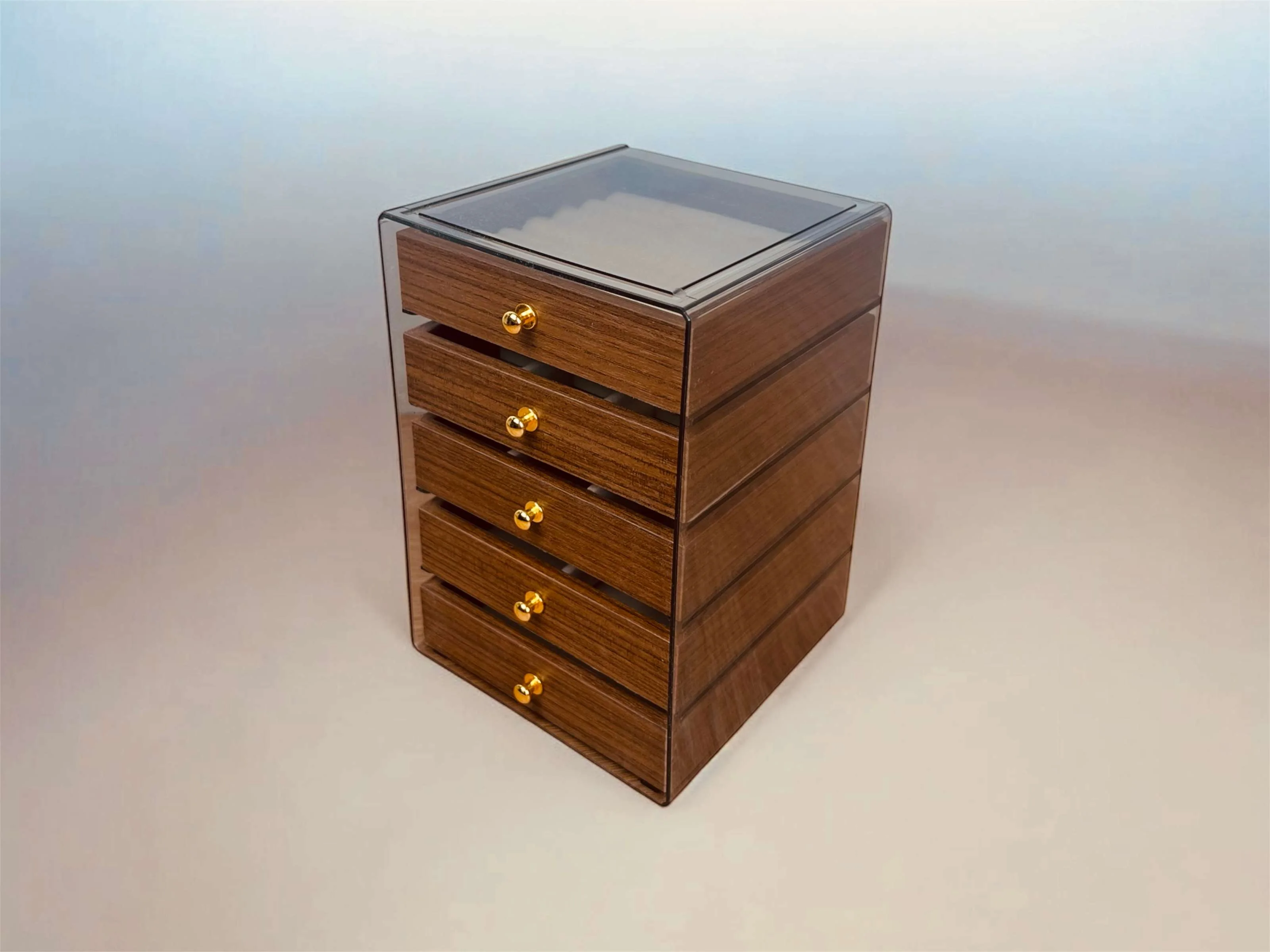 منظم مجوهرات خشبي فاخر بخمسة أدراج