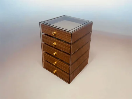 منظم مجوهرات خشبي فاخر بخمسة أدراج