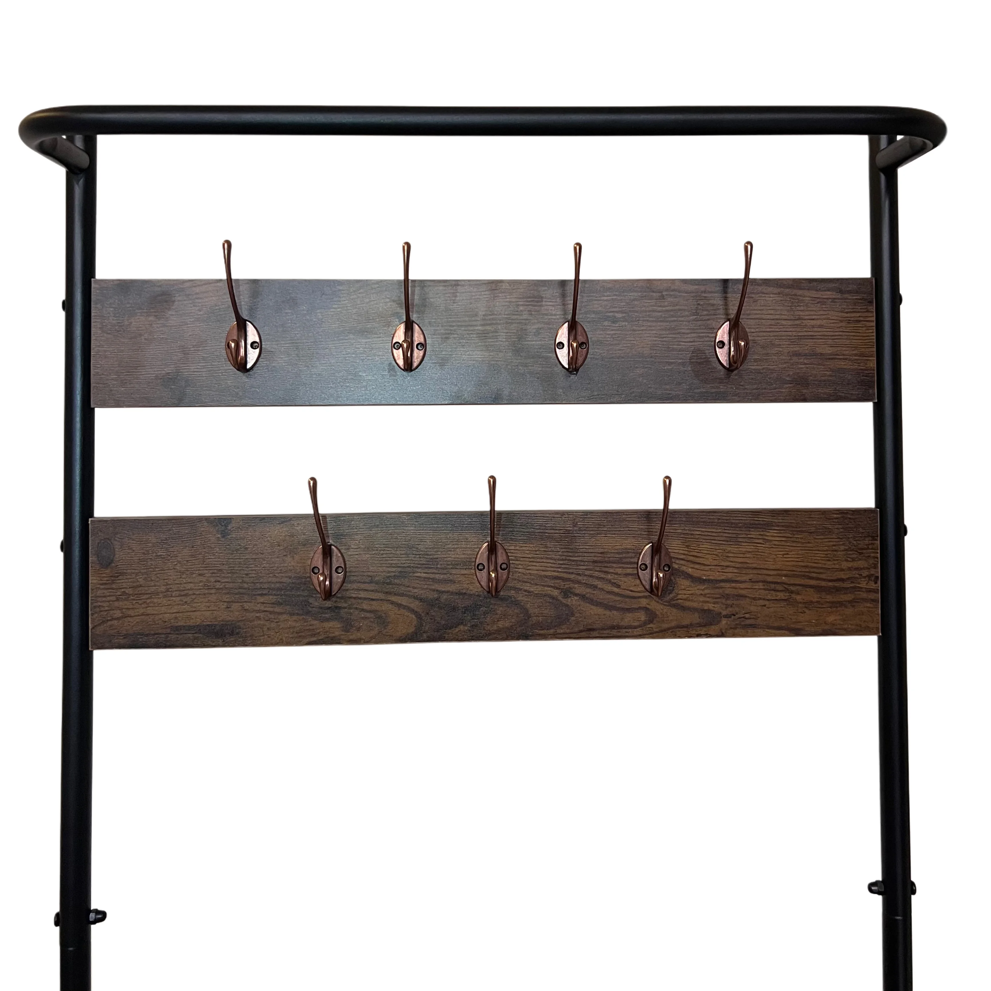 ستاند خشبي متعدد الاستخدامات 3 في 1 – مع خطافات ومقعد ورفوف أحذية