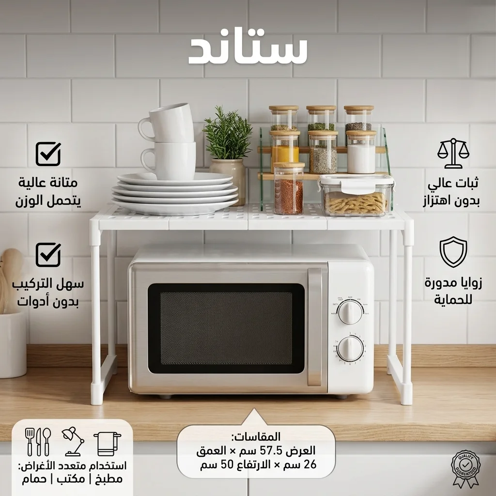 رف مطبخ مزدوج للميكرويف أو الفرن ولغرض التخزين