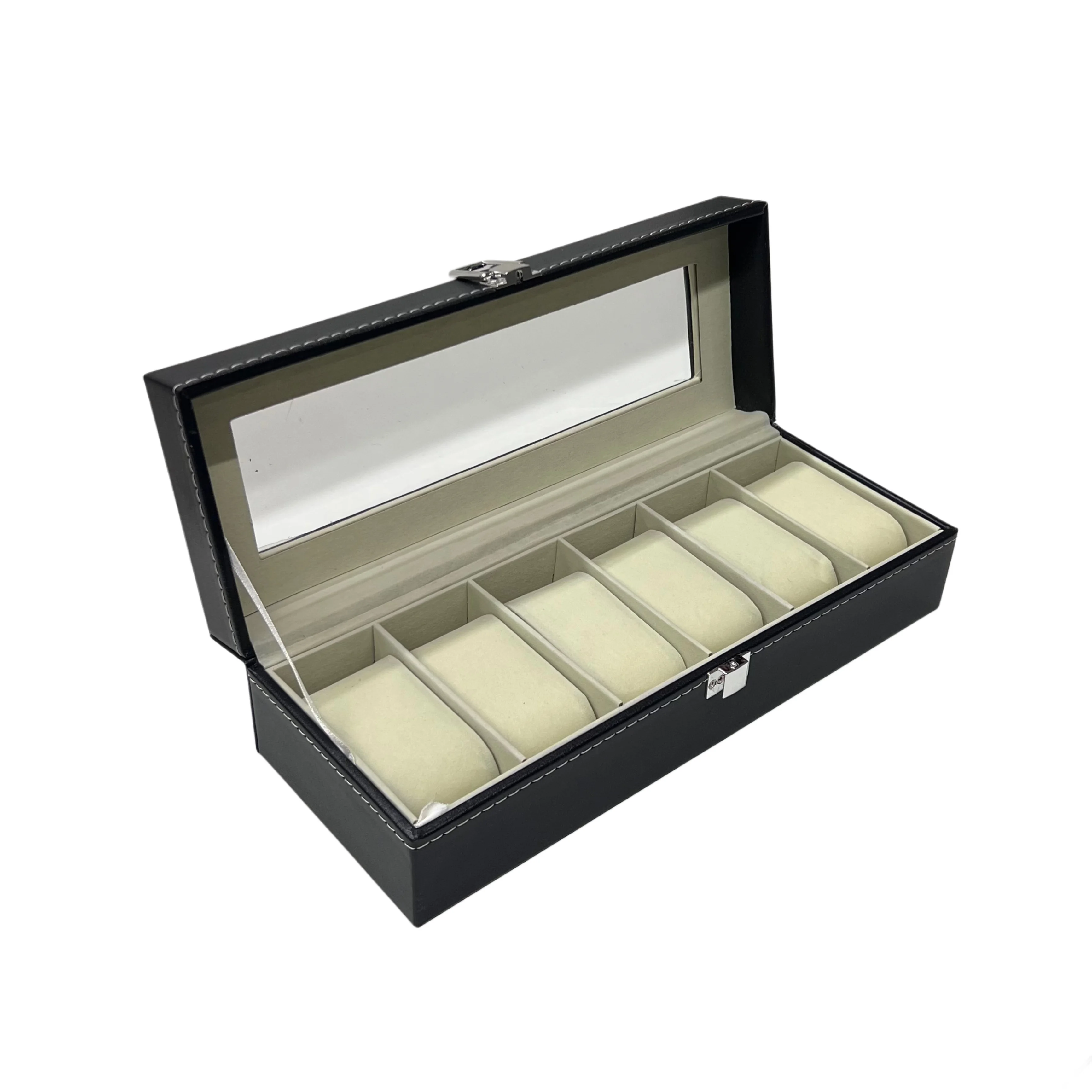 علبة تنظيم ساعات جلدية – 6 حصص