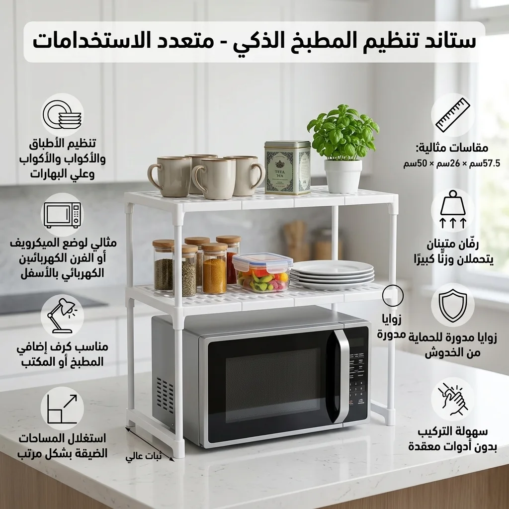 رف مطبخ مزدوج للميكرويف أو الفرن ولغرض التخزين