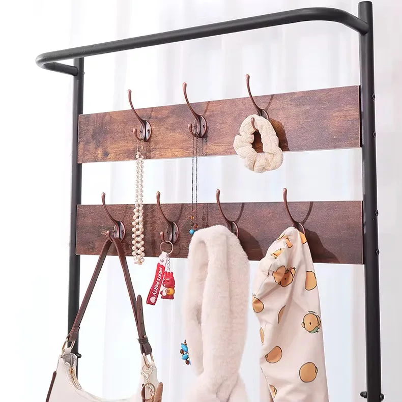 ستاند خشبي متعدد الاستخدامات 3 في 1 – مع خطافات ومقعد ورفوف أحذية