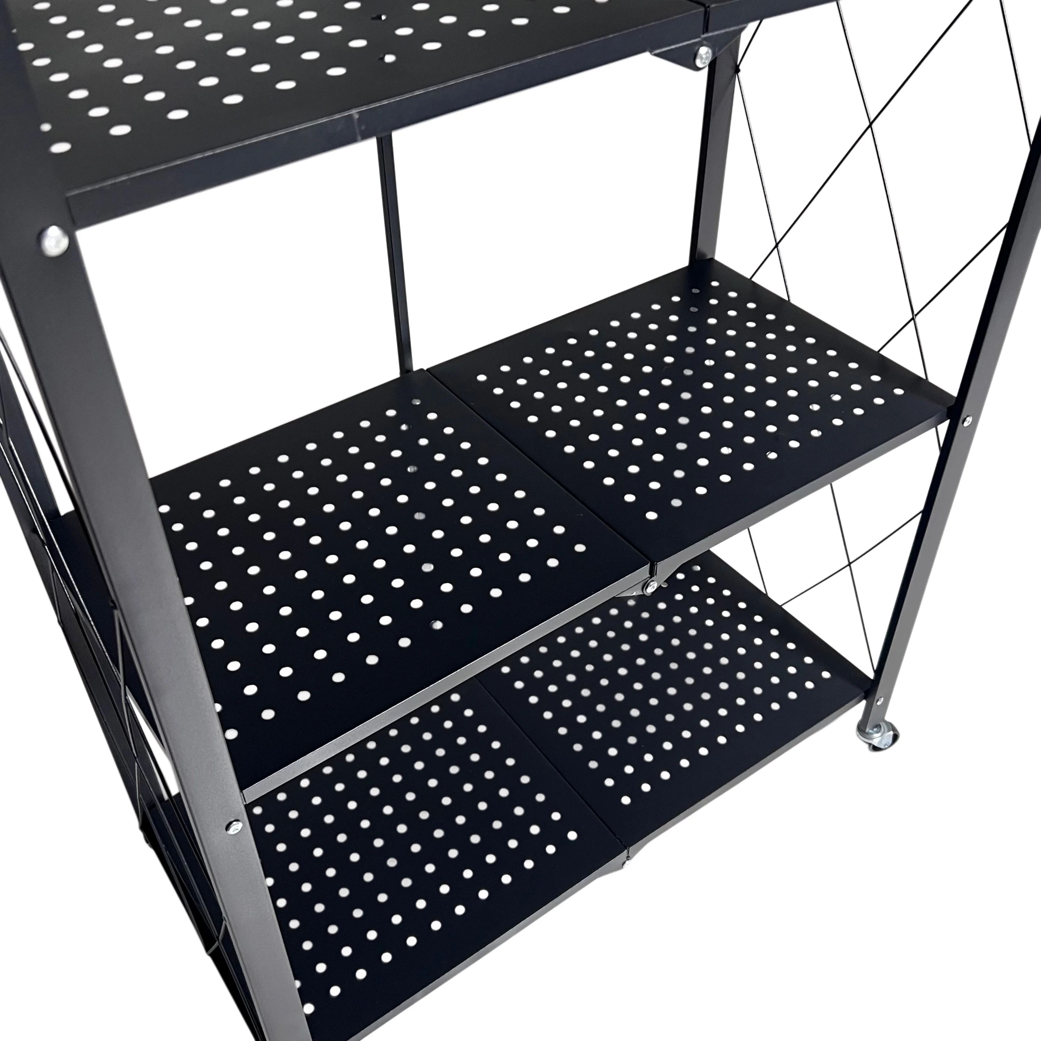 رف تخزين معدني قابل للطي 5 طبقات بعجلات