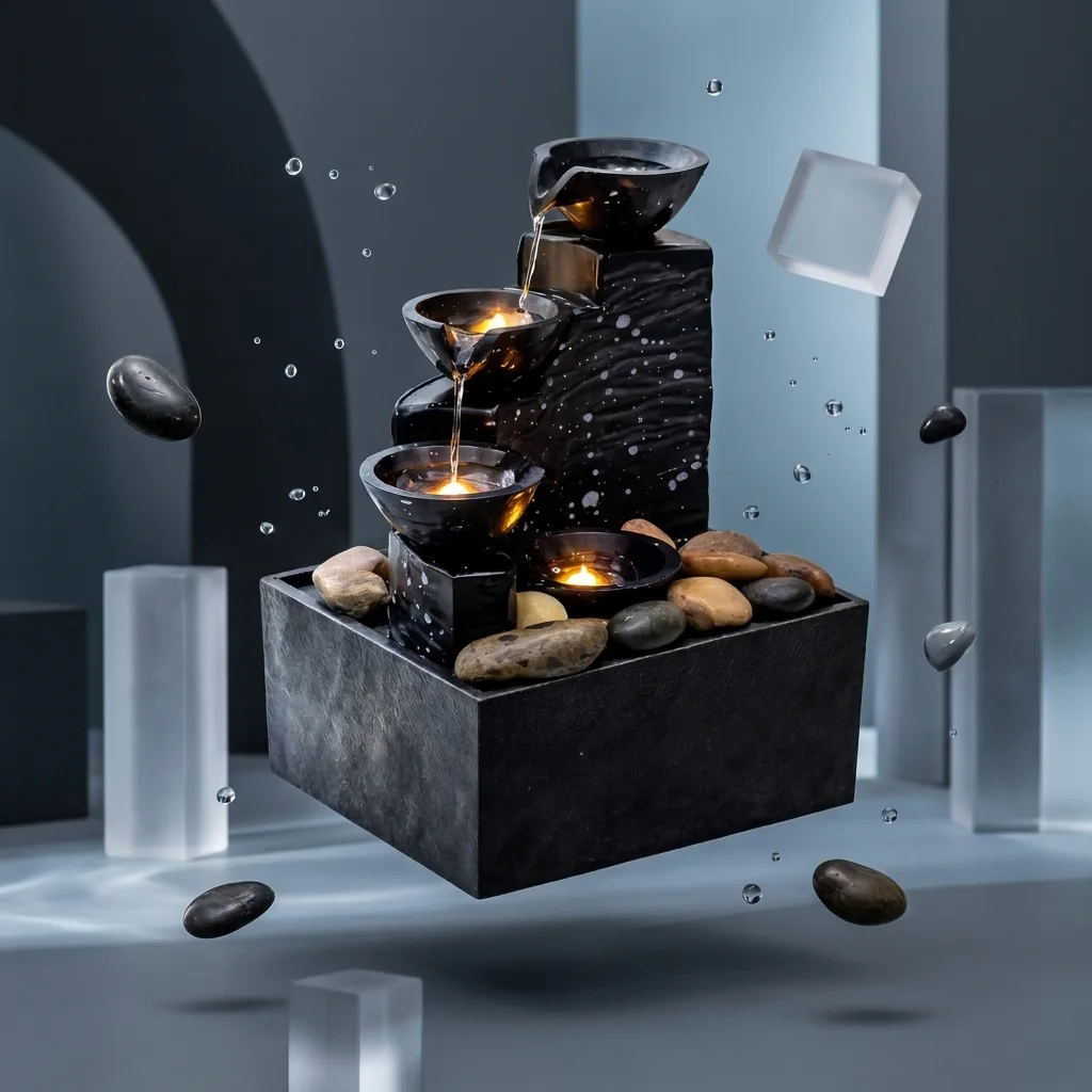 نافورة شلال ديكورية بإضاءة – تعمل بالبطاريات والكهرباء