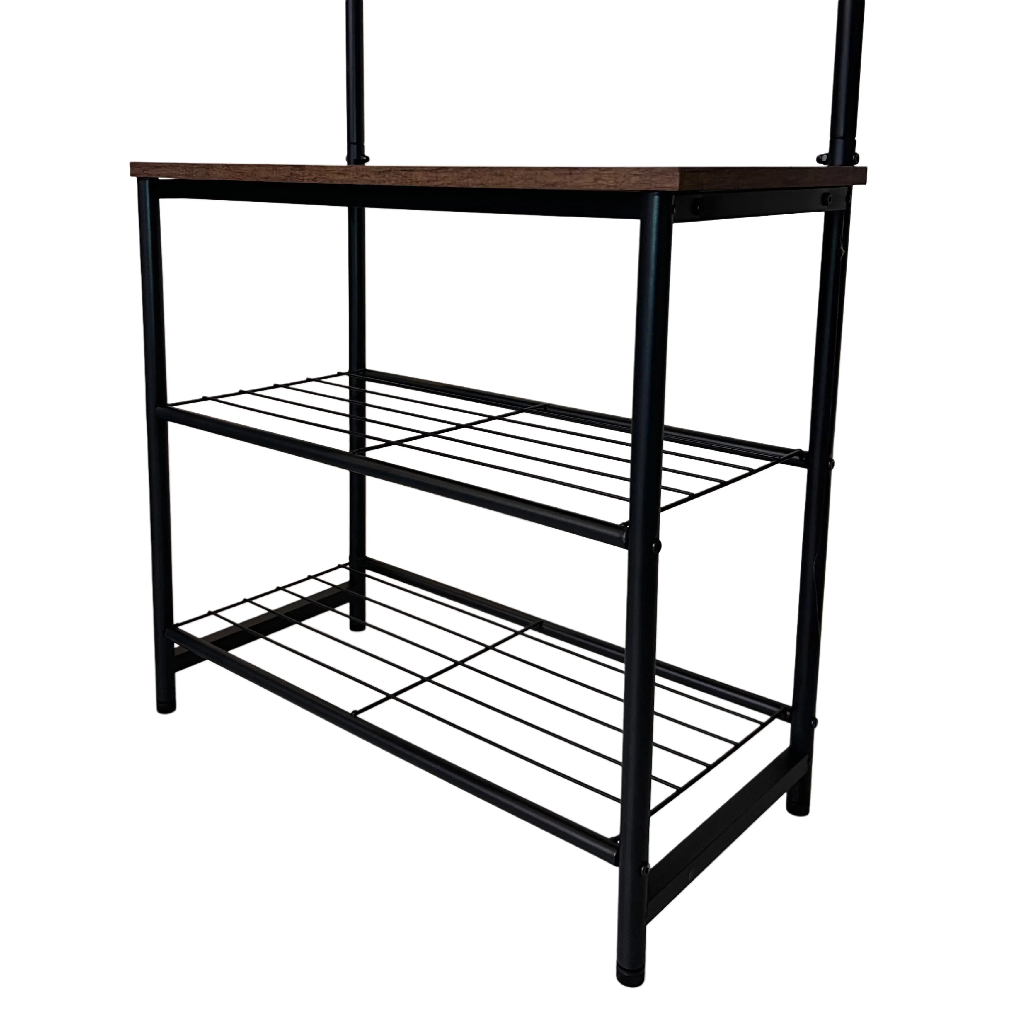 ستاند خشبي متعدد الاستخدامات 3 في 1 – مع خطافات ومقعد ورفوف أحذية