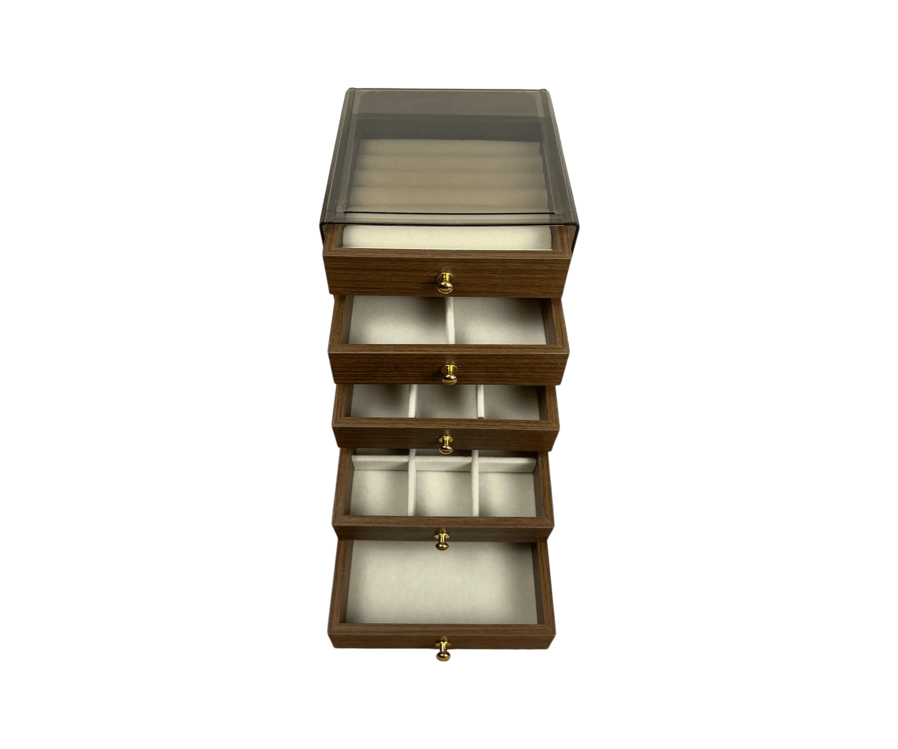 منظم مجوهرات خشبي فاخر بخمسة أدراج