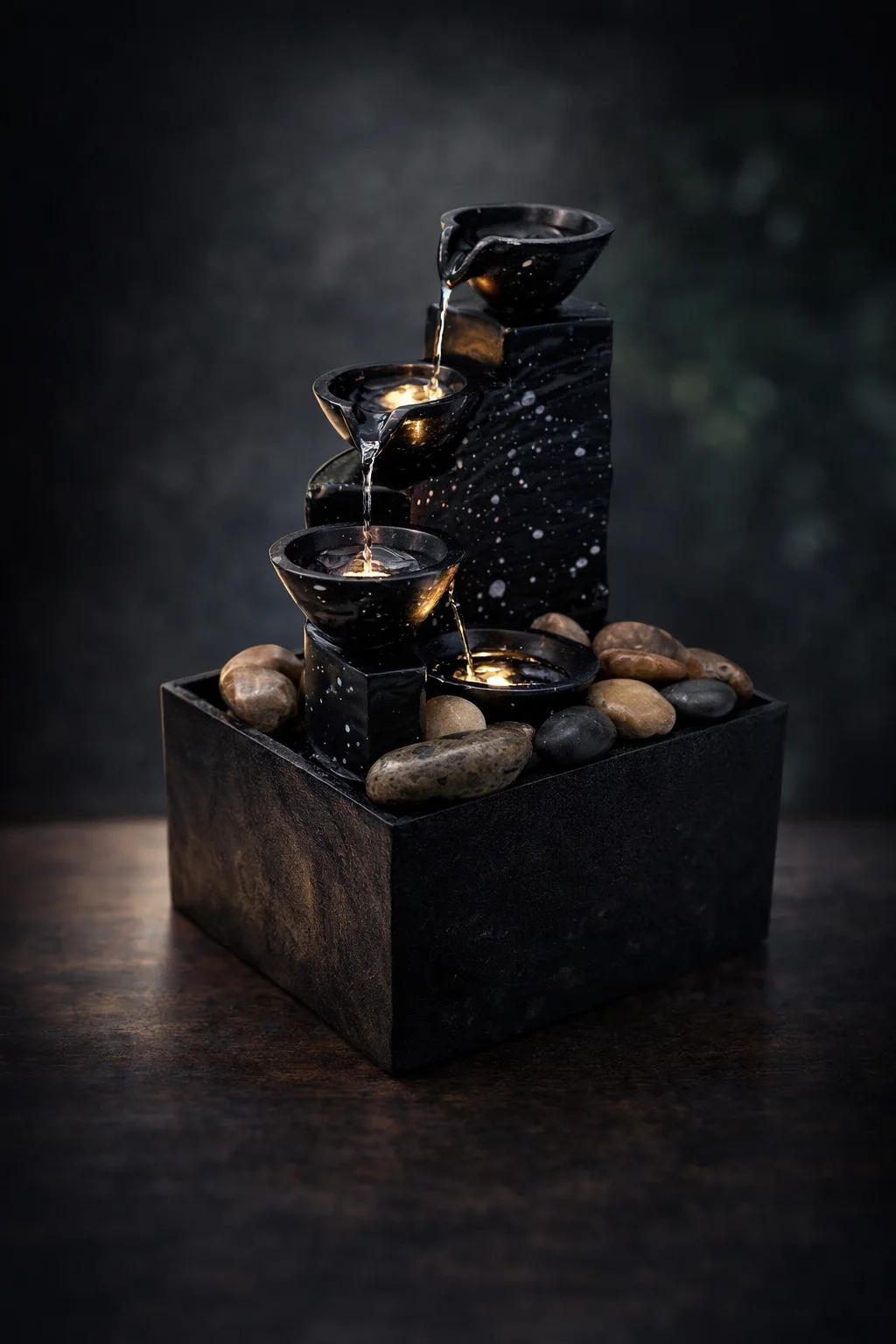 نافورة شلال ديكورية بإضاءة – تعمل بالبطاريات والكهرباء