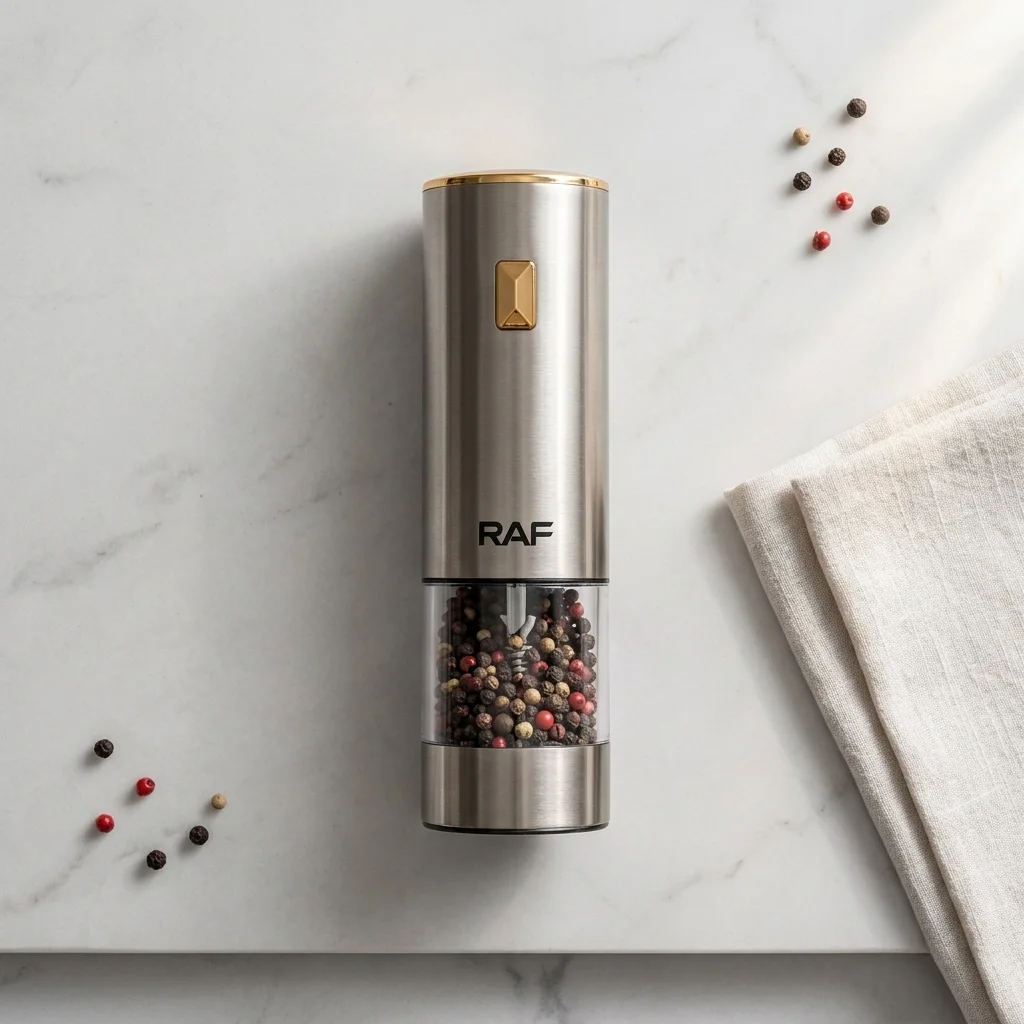 مطحنة التوابل الكهربائية – طحن ذكي بيد واحدة وإضاءة مدمجة بتصميم فخم