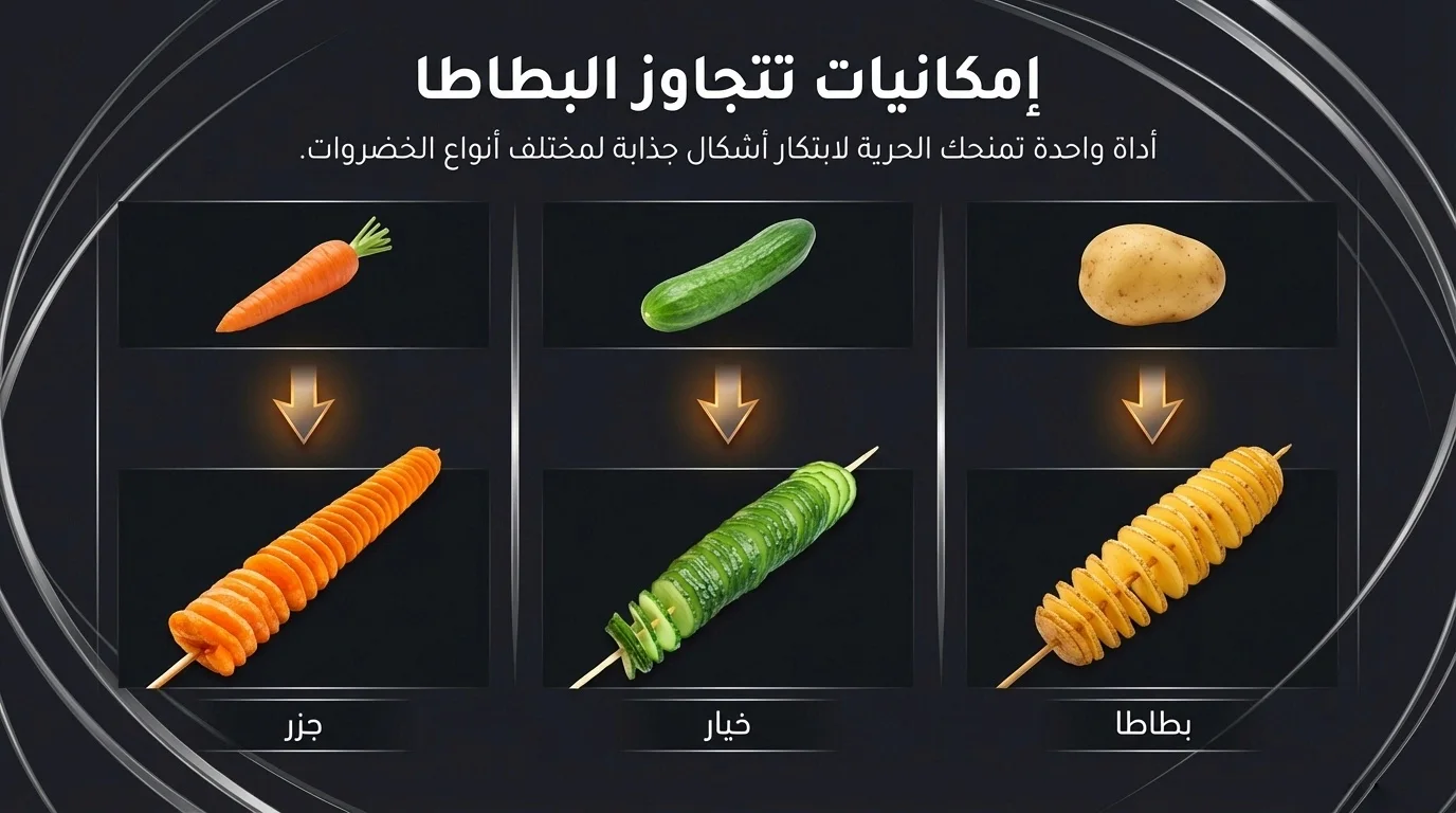 قطاعة البطاطا الحلزونية اليدوية – اصنع بطاطا المهرجانات المقرمشة في منزلك