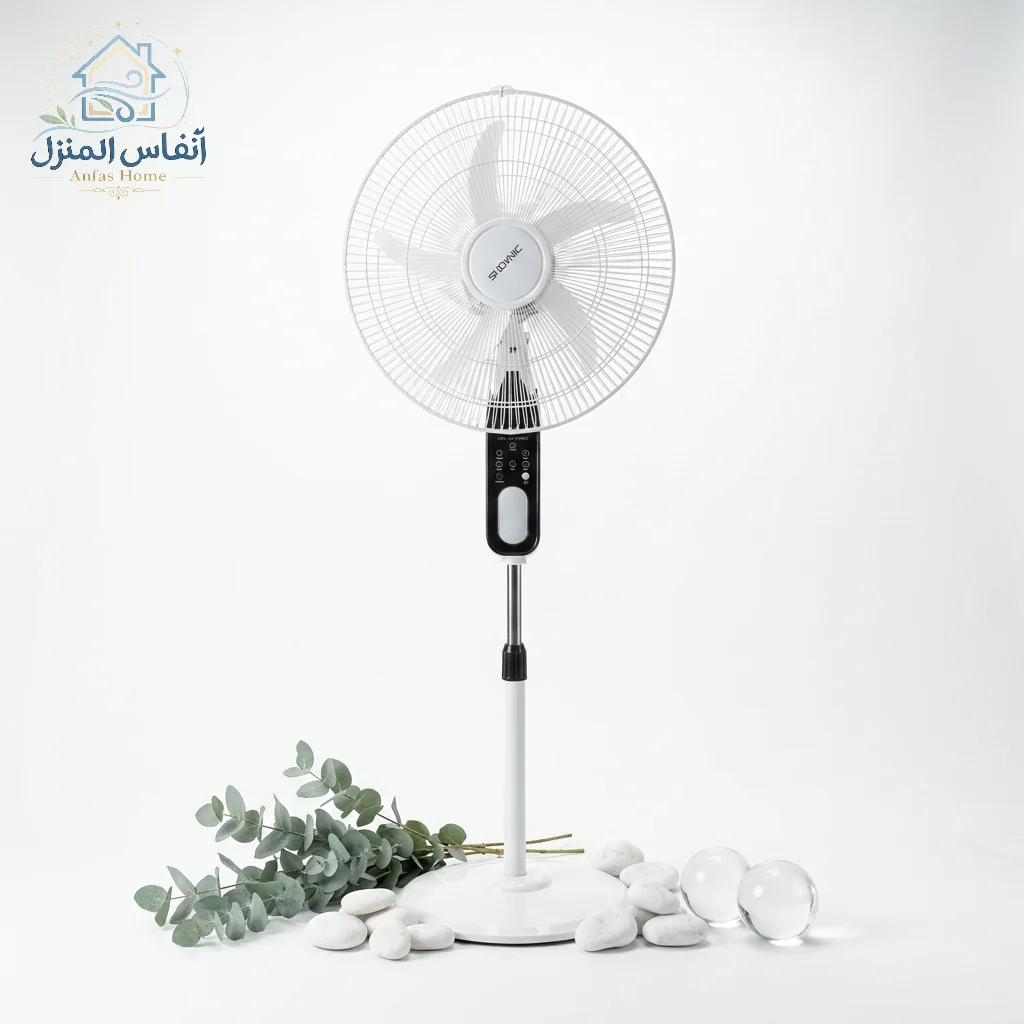 مروحة طوارئ عمودية متعددة الأستخدامات: 140 سم بشحن مزدوج – إضاءة ومخارج إضافية